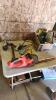 Air compressor parts, trouble light, hedge trimmer no battery, sandpaper, etc