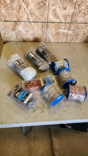 1/4" Poly & nylon rope, various metal chains