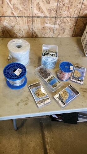 1/4" Cable, 1/8" elastic rope, various chains