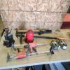 Quick clamps, pick, weeder, 2 c track ratchet straps, bottle jacks