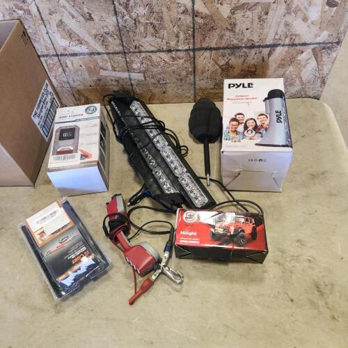 Jump starter, light bar, strobe lights, etc.