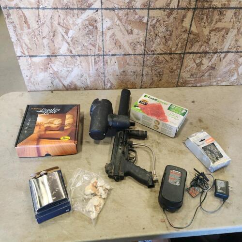 Paintball ball, leather care kit, etc.
