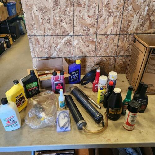 Grease guns, various automotive fluids