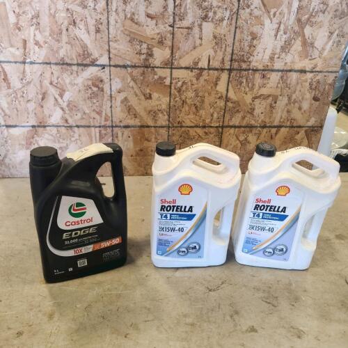 8L 15W-40, 3L 5W-50 open jugs