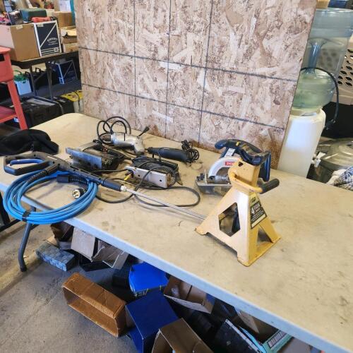 Various power tools, jack stand, etc.