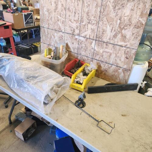 Pipe fittings, chain, drywall tools, rebar chair