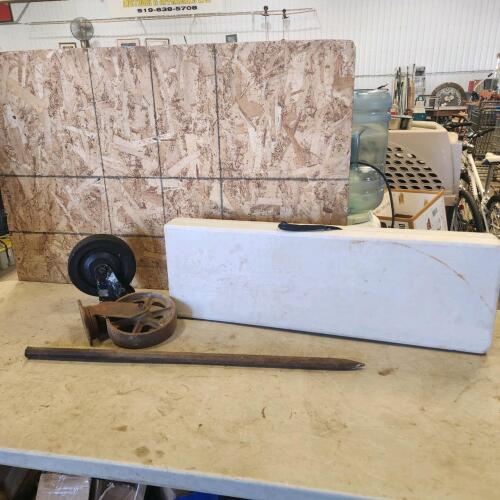 8" Castor wheels, stake, folding table