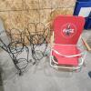 Beach chair, 2 26" flower pot holders