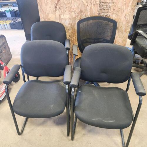 Cloth office hair & 3 waiting room chairs