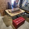 Table w 6 chairs & leaves ottoman
