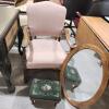 Chair, stool, 2 mirrors