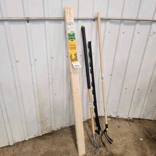 5' Hard wood stakes, gardening tools