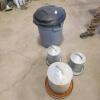 Poultry waterers, garbage can