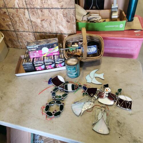 Matches, stained glass, vanity bulbs