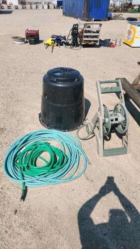 Composter, hose reel, garden hose