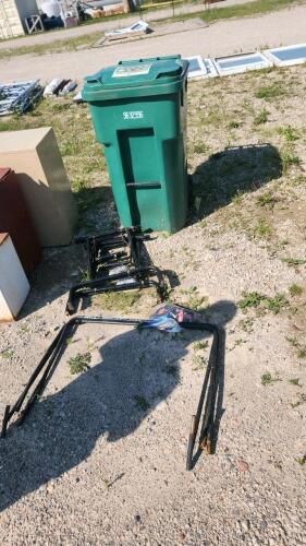 Pitchback, table legs, garbage can