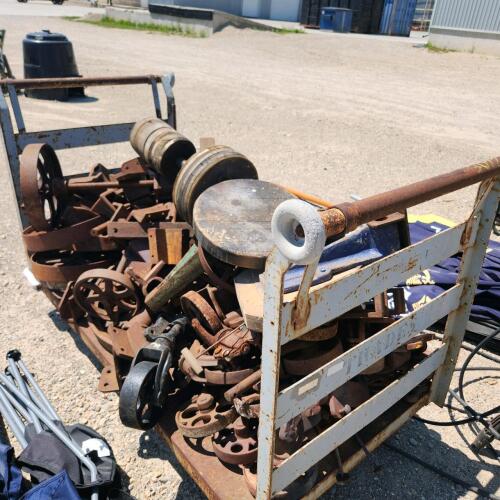 Cart of various steel wheels, etc.