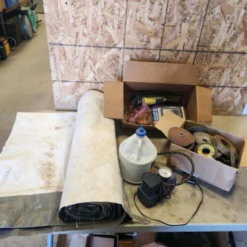 4'x13' Tarp & grinding disks, etc