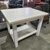Steel framed wooden top table 42"L 36"W 34"H