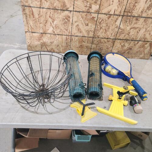 Hanging plant holders, bird feeders, lawn sprinklers, etc.