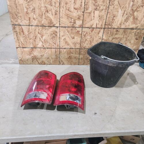 Pick up truck tail lights, feed bucket