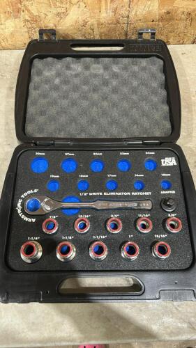 12pc SAE pass through ratchet socket set