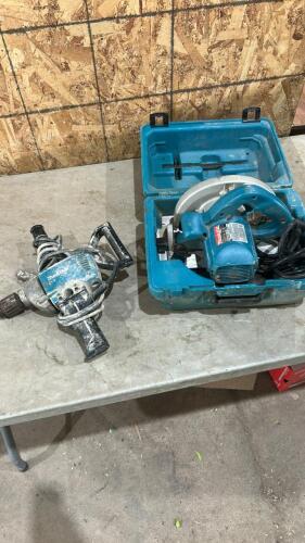 Makita variable speed reversible mixing drill, Makita circular saw