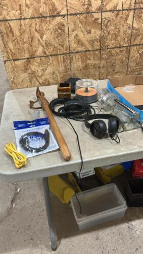 Headphones, baton, CDs, etc