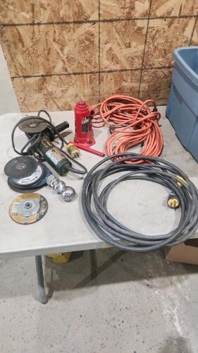 Grinder, 4Ton jack, cords
