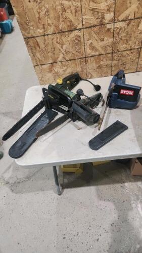 2 Electric chainsaws, 1 battery chainsaw tool only