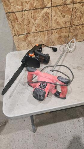 Paint mixer, electric chainsaw