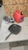 Propane heater, 10" cast frying pan, gas can