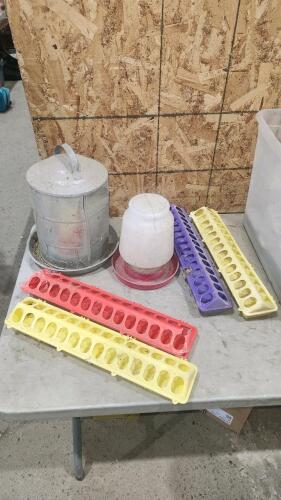 Poultry waterers and feeders