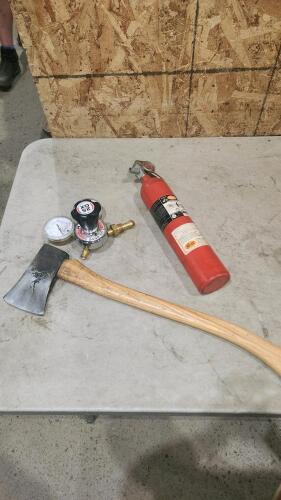 Gauges, charged extinguisher, axe