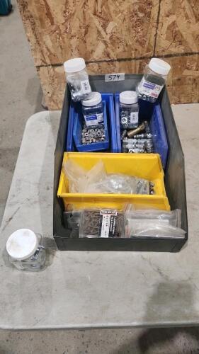 Various size nuts, bolts, and air fittings